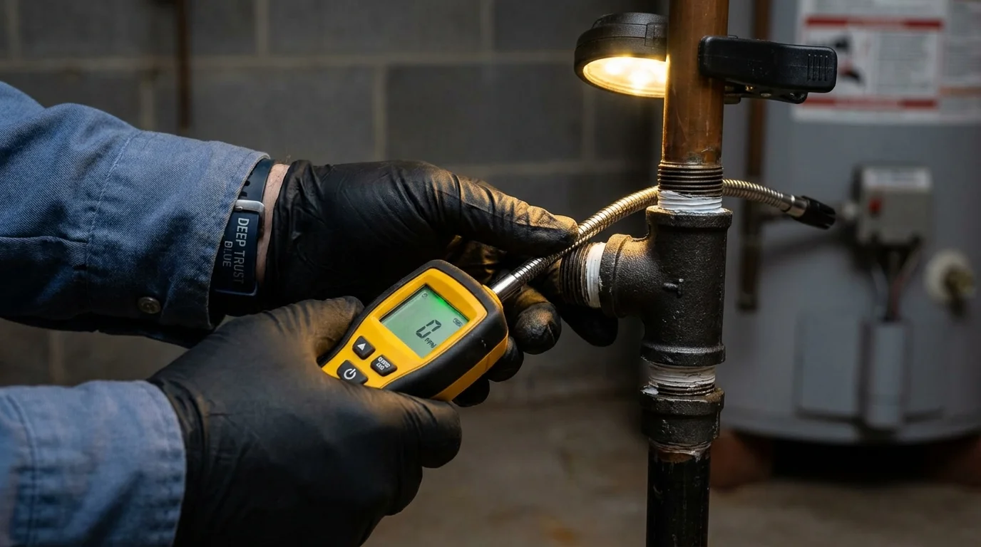 Gas leak detection with electronic sniffer by Johns Plumbing LLC in Alstead